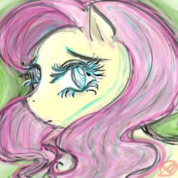 Size: 600x600 | Tagged: safe, artist:ryuredwings, fluttershy, pegasus, pony, g4, bust, female, looking at you, mare, solo