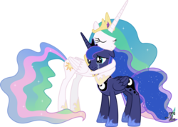 Size: 11310x8070 | Tagged: safe, artist:90sigma, princess celestia, princess luna, pony, g4, absurd resolution, comforting, comforting hug, crying, heartwarming, hug, sad, simple background, transparent background