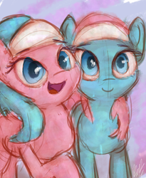 Size: 771x941 | Tagged: safe, artist:zestyoranges, aloe, lotus blossom, earth pony, pony, g4, sketch, spa twins