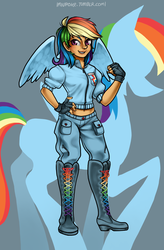 Size: 1168x1780 | Tagged: safe, artist:miupoke, rainbow dash, human, g4, female, humanized, solo, winged humanization