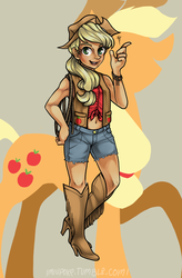 Size: 1168x1780 | Tagged: safe, artist:miupoke, applejack, human, g4, female, humanized, solo