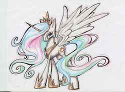 Size: 3457x2542 | Tagged: safe, artist:kriahfox, princess celestia, pony, g4, female, solo, traditional art