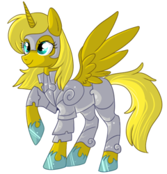 Size: 479x498 | Tagged: safe, artist:lulubell, oc, oc only, oc:ticket, alicorn, pony, alicorn oc, armor, simple background, solo, transparent background