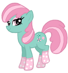 Size: 305x326 | Tagged: safe, artist:teaganlouise, minty, earth pony, pony, g3, g4, clothes, female, g3 to g4, generation leap, mare, simple background, socks, solo, transparent background