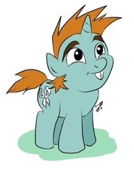 Size: 260x336 | Tagged: safe, artist:thebitingshark, snips, pony, unicorn, g4, colt, male, solo