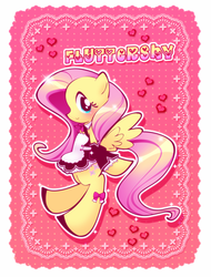 Size: 1200x1580 | Tagged: safe, artist:chinpui, fluttershy, pegasus, pony, g4, clothes, female, fluttermaid, maid, pixiv, solo