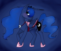 Size: 878x735 | Tagged: safe, artist:lirazio, princess luna, pony, g4, accessory, female, pink, saddle, solo