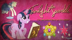 Size: 1920x1080 | Tagged: safe, artist:utterlyludicrous, twilight sparkle, g4, book, clothes, cutie mark, dress, elements of harmony, gala dress, vector, wallpaper