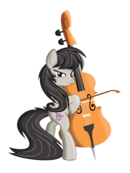 Size: 4856x6458 | Tagged: safe, artist:mysteriouskaos, octavia melody, earth pony, pony, g4, absurd resolution, alternate hairstyle, bipedal, bow (instrument), cello, female, looking at you, musical instrument, simple background, solo, transparent background, vector