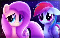 Size: 1143x730 | Tagged: safe, artist:ctb-36, fluttershy, rainbow dash, g4, crying, duo, wings