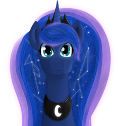 Size: 1600x1710 | Tagged: safe, artist:rawrnate, princess luna, pony, g4, bust, constellation, female, looking at you, simple background, solo