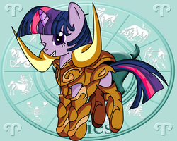 Size: 900x720 | Tagged: safe, artist:king-shoutmon, twilight sparkle, g4, aries, crossover, saint seiya, zodiac