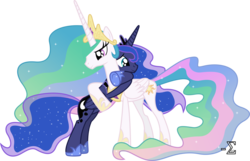 Size: 10880x7000 | Tagged: safe, artist:90sigma, princess celestia, princess luna, alicorn, pony, g4, absurd resolution, come hug me sis, female, hug, mare, simple background, transparent background