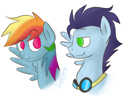 Size: 775x599 | Tagged: safe, artist:hazzas-kittymofo, rainbow dash, soarin', g4, female, male, ship:soarindash, shipping, straight