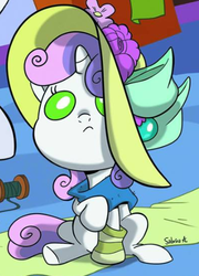 Size: 354x493 | Tagged: safe, artist:sibsy, idw, official comic, sweetie belle, pony, unicorn, g4, micro-series #3, my little pony micro-series, baby, baby belle, baby pony, comic cover, cover, cover art, cute, foal, horn, variant cover