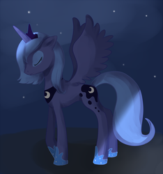 Size: 900x961 | Tagged: safe, artist:risu-nya, princess luna, pony, g4, eyes closed, female, s1 luna, solo