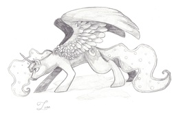 Size: 3346x2204 | Tagged: safe, artist:glasseyesdreaming, princess luna, pony, g4, female, grayscale, monochrome, solo