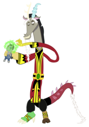 Size: 2502x3570 | Tagged: safe, artist:jewelsfriend, discord, smarty pants, draconequus, g4, crossover, male, mortal kombat, shang tsung, simple background, transparent background