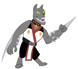 Size: 1977x1766 | Tagged: safe, artist:jewelsfriend, rover, diamond dog, tarkatan, g4, baraka, crossover, mortal kombat, tarkatan blades