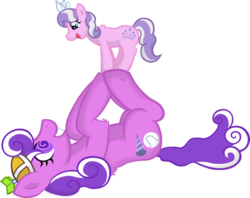 Size: 1280x1015 | Tagged: safe, artist:zeldacourage, diamond tiara, screwball, earth pony, pony, g4, duo, duo female, female, filly, foal, mare, mother, mother and daughter, simple background, transparent background