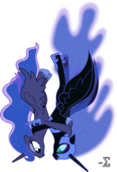 Size: 6760x9930 | Tagged: safe, artist:90sigma, nightmare moon, princess luna, g4, absurd resolution, duality, falling, simple background, transparent background, vector