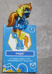 Size: 1928x2720 | Tagged: safe, soarin', spitfire, pegasus, pony, g4, blind bag, collector card, error, irl, photo, solo, toy, you had one job