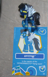 Size: 1689x2731 | Tagged: safe, soarin', spitfire, pony, g4, blind bag, collector card, error, fail, irl, photo, solo, toy, you had one job