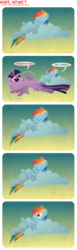 Size: 1500x4872 | Tagged: safe, artist:foxy-noxy, rainbow dash, twilight sparkle, alicorn, pony, g4, cloud, comic, eyes closed, flying, twilight sparkle (alicorn)