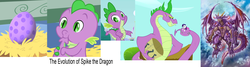 Size: 2988x800 | Tagged: safe, edit, edited screencap, screencap, rarity, spike, dragon, pony, unicorn, g4, secret of my excess, the cutie mark chronicles, adult spike, baby spike, coils, cropped, cute, dragon egg, dragon god, egg, male, older, spikabetes, spike's egg, spikezilla, tail sucking, tailsucking, younger
