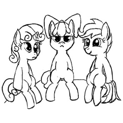 Size: 350x350 | Tagged: safe, artist:rice-inspace-drawing, apple bloom, scootaloo, sweetie belle, g4, monochrome