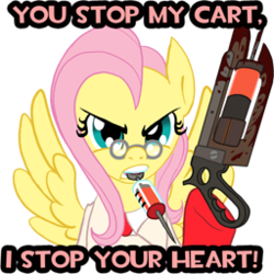 Size: 256x256 | Tagged: safe, artist:omny87, fluttershy, g4, crossover, fluttermedic, glasses, medic, medic (tf2), out of character, team fortress 2, ubersaw