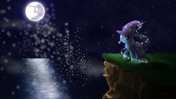 Size: 1920x1080 | Tagged: safe, artist:streamlinedpegasus, trixie, g4, moon, scenery, smiling, wallpaper