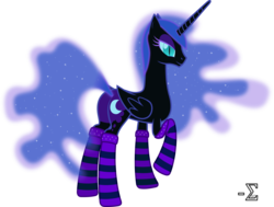 Size: 8920x6760 | Tagged: safe, artist:90sigma, nightmare moon, princess luna, alicorn, pony, g4, absurd resolution, bedroom eyes, butt, clothes, female, mare, plot, simple background, socks, solo, striped socks, transparent background, vector