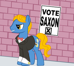 Size: 4562x4074 | Tagged: safe, artist:sofunnyguy, perfect pace, earth pony, pony, g4, absurd resolution, antagonist, blazer, bowtie, clothes, crossover, doctor who, poster, shirt, solo, the master, the saxon master