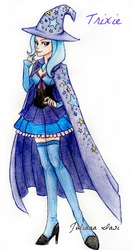 Size: 526x1000 | Tagged: safe, artist:juaiasi, trixie, human, g4, female, humanized, skinny, solo, thin, traditional art