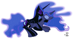 Size: 11670x6220 | Tagged: safe, artist:90sigma, nightmare moon, princess luna, alicorn, pony, g4, absurd resolution, female, kiss on the lips, kissing, lesbian, mare, self ponidox, selfcest, ship:lunamoon, shipping, simple background, transparent background, vector
