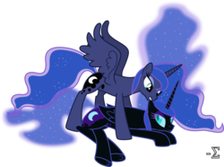 Size: 10960x8150 | Tagged: safe, artist:90sigma, nightmare moon, princess luna, alicorn, pony, g4, absurd resolution, duality, ear bite, female, lesbian, mare, selfcest, ship:lunamoon, shipping, simple background, spread wings, transparent background, vector, wings
