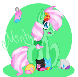 Size: 429x421 | Tagged: safe, artist:snoweh-storm, minty, g3, g4, clothes, g3 to g4, generation leap, socks