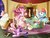 Size: 1029x777 | Tagged: safe, artist:vitafluttershy, fluttershy, pinkie pie, rainbow dash, twilight sparkle, g4, balloon, bed, blanket, closet, pillow, pillow fight