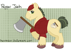Size: 800x587 | Tagged: safe, artist:kennasaur, oc, oc only, pony, axe, cheese, pun, solo