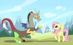 Size: 1135x703 | Tagged: dead source, safe, artist:jiayi, discord, fluttershy, g4, keep calm and flutter on, my little pony: friendship is magic, paper doll chain, papercraft