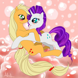 Size: 600x600 | Tagged: safe, artist:astriddova, applejack, rarity, g4, female, lesbian, ship:rarijack, shipping