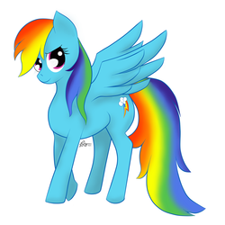 Size: 900x900 | Tagged: safe, artist:furybeginner, rainbow dash, pegasus, pony, g4, female, mare, simple background, solo, white background