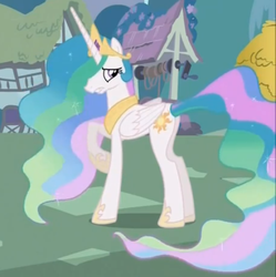 Size: 512x514 | Tagged: safe, screencap, princess celestia, pony, g4, keep calm and flutter on, cringing, female, solo