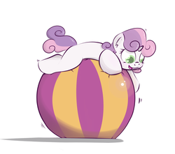 Size: 1700x1500 | Tagged: dead source, safe, artist:kryptchild, sweetie belle, pony, unicorn, g4, ball, beach ball, cute, diasweetes, female, filly, foal, happy, open mouth, open smile, smiling