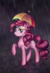 Size: 1725x2487 | Tagged: safe, artist:ryuutsu, pinkie pie, g4, hat, rain, umbrella hat