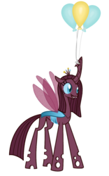 Size: 813x1300 | Tagged: safe, pinkie pie, changeling, g4, balloon, changelingified, fanfic, pink changeling, queen