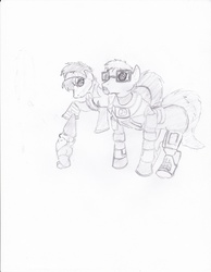 Size: 2552x3292 | Tagged: safe, artist:bero3000, alyx vance, garden gnome, gnome chompski, gordon freeman, half-life, half-life 2, ponified, sketch