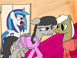 Size: 900x675 | Tagged: safe, artist:biosonic100, dj pon-3, frederic horseshoepin, octavia melody, vinyl scratch, g4