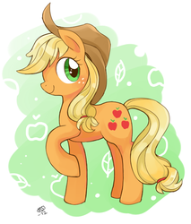 Size: 572x672 | Tagged: safe, artist:milk4ppl, applejack, earth pony, pony, g4, female, looking at you, raised hoof, solo